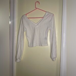 SHEIN White Ribbed V-Neck Crop Top